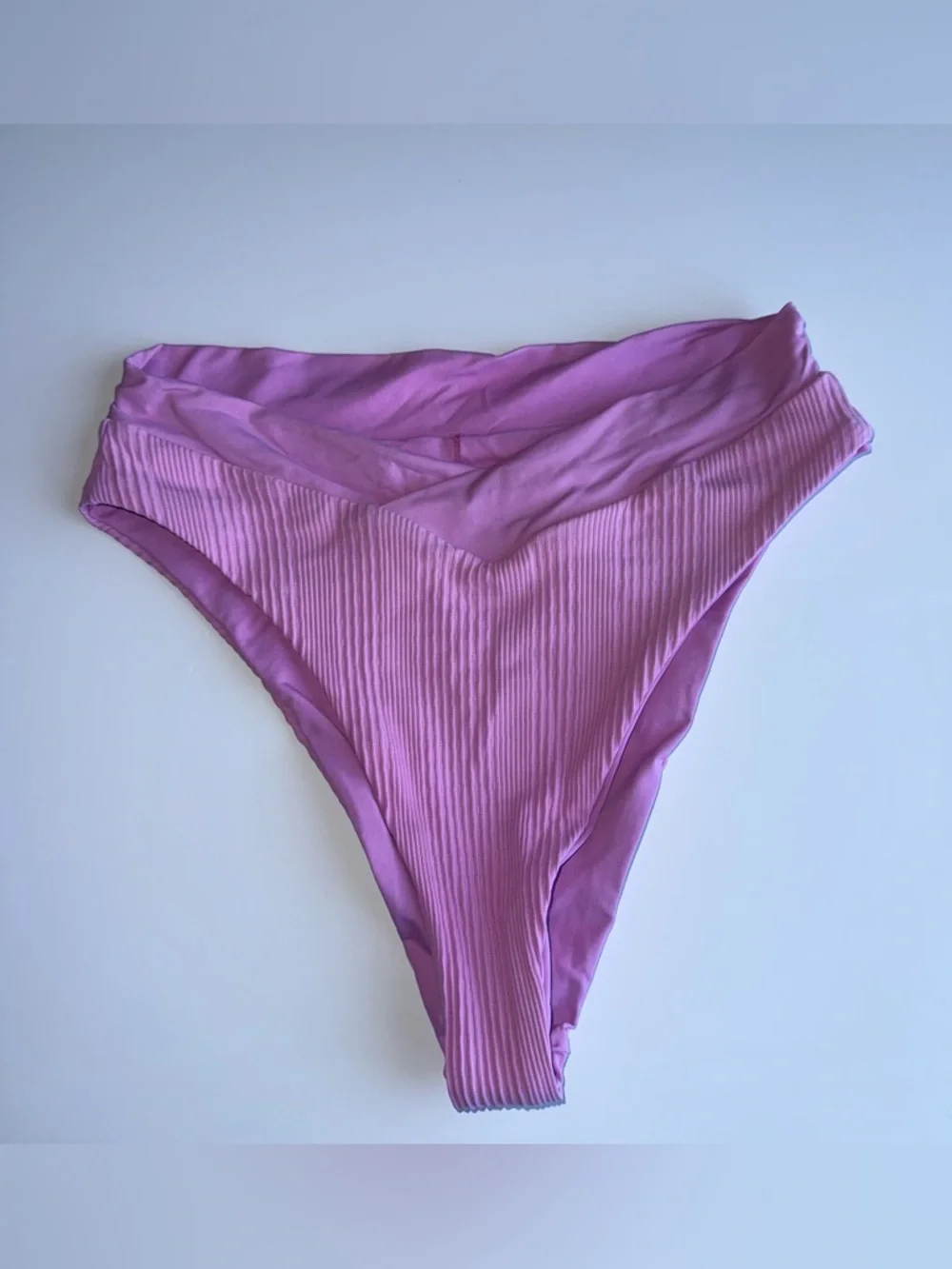 L*SPACE Peony Purple Siren Top Court Bottom Ribbed Miami Beach style Bikini L - Picture 10 of 11
